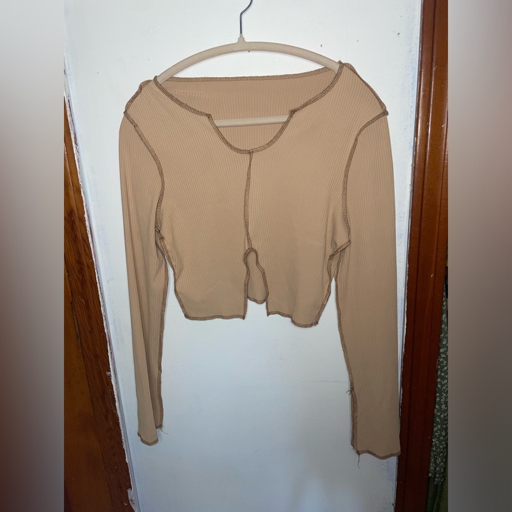 Brown Aysemetrical Crop Top